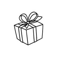 GIft box line art, gift box line drawing, Birthday gift box