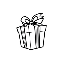 GIft box line art, gift box line drawing, Birthday gift box