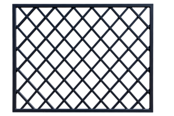 Classic Square Wrought Iron Window Design with Geometric Pattern, isolated on transparent background