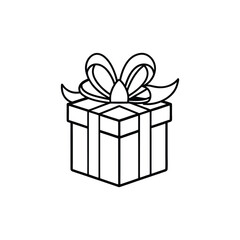 GIft box line art, gift box line drawing, Birthday gift box