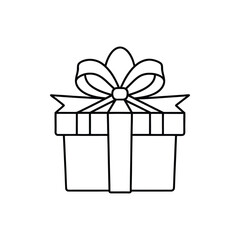 GIft box line art, gift box line drawing, Birthday gift box