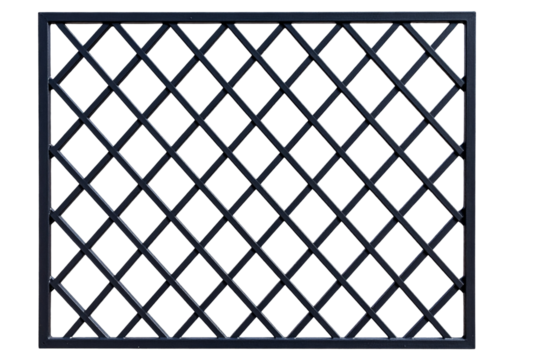 Classic Square Wrought Iron Window Design with Geometric Pattern, isolated on transparent background