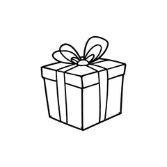 GIft box line art, gift box line drawing, Birthday gift box