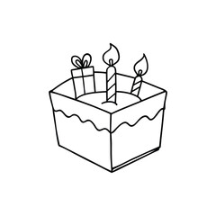 GIft box line art, gift box line drawing, Birthday gift box
