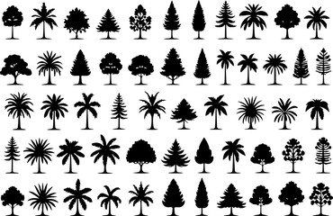 Tree Silhouettes, Forest Shapes, Pine Trees, Oak 