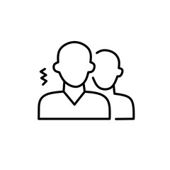 Two people line icon, human figures outline symbol, teamwork concept illustration, minimal flat design, black and white avatar profile icon isolated on white background