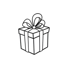 GIft box line art, gift box line drawing, Birthday gift box