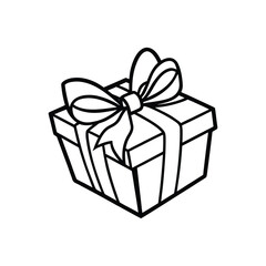 GIft box line art, gift box line drawing, Birthday gift box