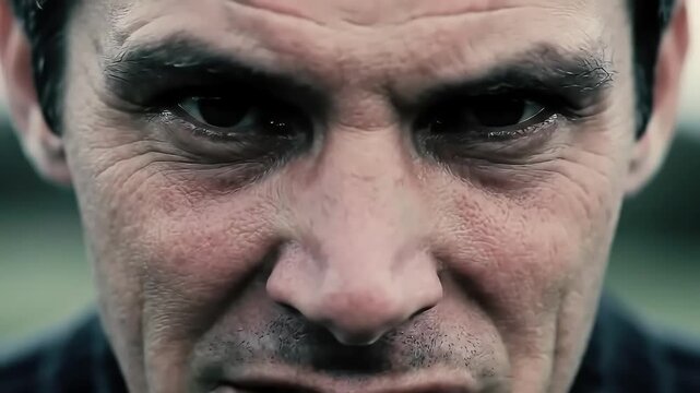 Intense Stare Close-Up of a Man's Face