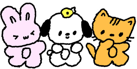 토끼 강아지 고양이 손그림 귀여운 동물 스티커