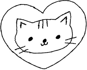 하트 고양이 손그림 스티커