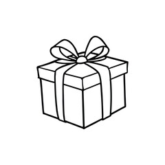 GIft box line art, gift box line drawing, Birthday gift box
