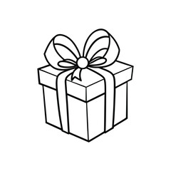 GIft box line art, gift box line drawing, Birthday gift box