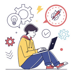 businessman working on laptop