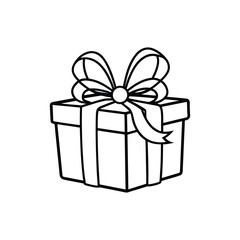 GIft box line art, gift box line drawing, Birthday gift box