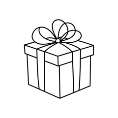 GIft box line art, gift box line drawing, Birthday gift box