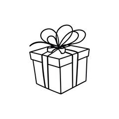 GIft box line art, gift box line drawing, Birthday gift box