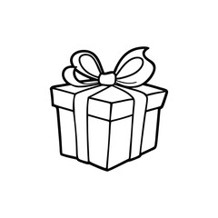 GIft box line art, gift box line drawing, Birthday gift box
