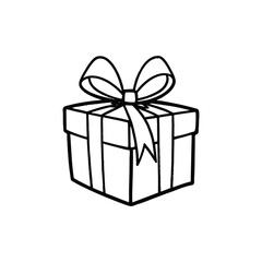 GIft box line art, gift box line drawing, Birthday gift box