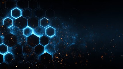 futuristic molecular lattice, blue neon highlights, black chrome nanotubes, glowing atoms, sci-fi style, high-tech background, abstract science concept