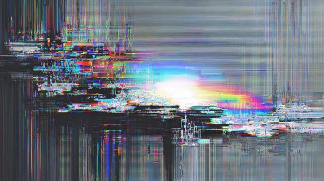 glitch error screen, digital image malfunction, abstract technology failure, corrupted file, modern tech distortion, gray background