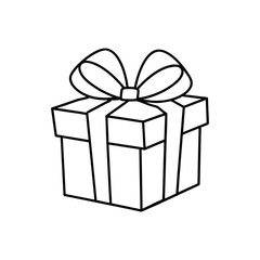 GIft box line art, gift box line drawing, Birthday gift box