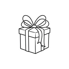 GIft box line art, gift box line drawing, Birthday gift box