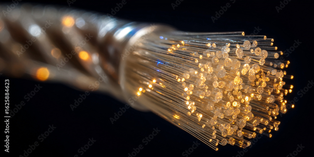 Poster illuminated optical fibers with bokeh light illumination
