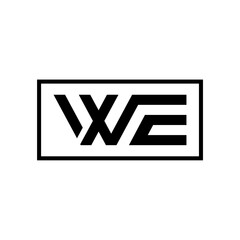 Futuristic WE Letter Logo in Box Design