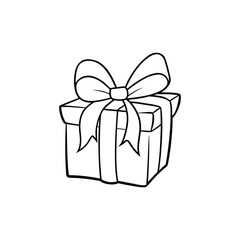 GIft box line art, gift box line drawing, Birthday gift box
