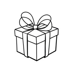 GIft box line art, gift box line drawing, Birthday gift box