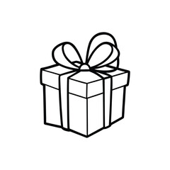 GIft box line art, gift box line drawing, Birthday gift box