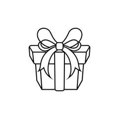 GIft box line art, gift box line drawing, Birthday gift box