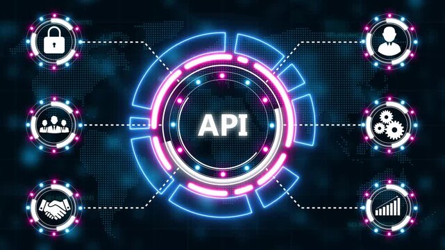API - Application Programming Interface. Software development tool. Business, modern technology, internet and networking concept.