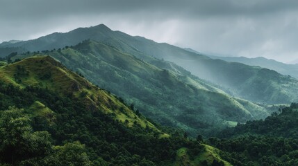 Green hills landscape panorama