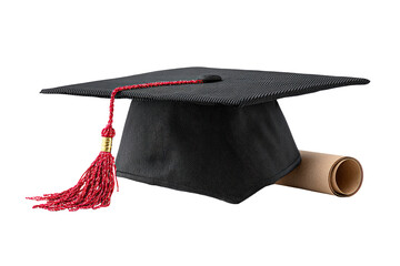 Black graduation cap and diploma