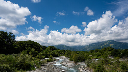 夏雲と青空　長野県白馬村