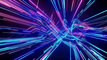 4K seamless video motion background intersecting laser neon lines creating abstract futuristic atmosphere ideal modern technology gaming high energy event visuals bold colors dynamic