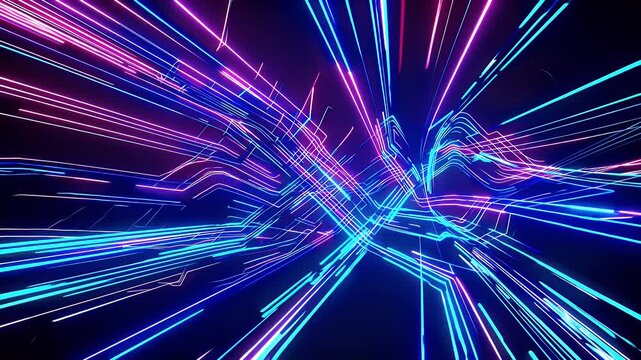 4K seamless video motion background intersecting laser neon lines creating abstract futuristic atmosphere ideal modern technology gaming high energy event visuals bold colors dynamic