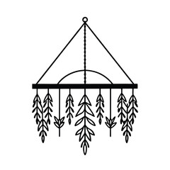 bohemian home decor hanging greenery on white background 