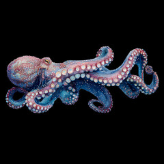 octopus on black background