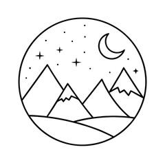 celestial landscape with moon and mountains vector
