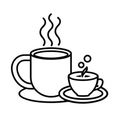 cozy coffee break graphic on white background