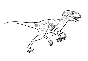 Obraz premium Dynamic Velociraptor dinosaur illustration with sharp claws and determined stride, ready for action