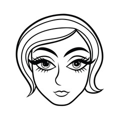 fashionable eyes makeup line art on white backgroud