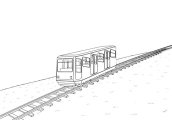 Obraz premium Modern subway train travels on tracks, urban transit concept, sleek design, smooth journey