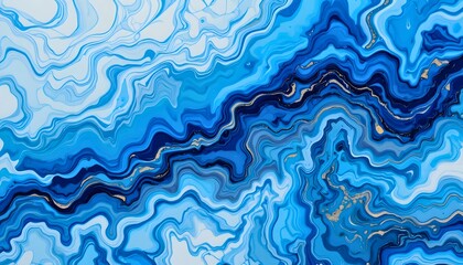Fototapeta premium Abstract Marble-Inspired Pattern Featuring Swirling Blue Tones and Scattered Golden Accents Resembling Agate or Mineral Texture for Elegant Atmospheric Visual Design