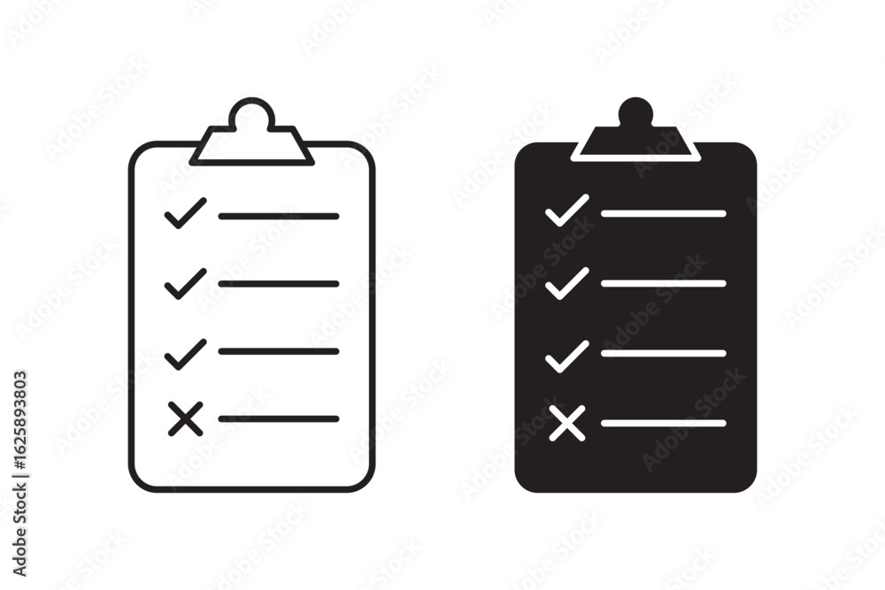 Poster checklist icon vector. task management symbol design . survey icon vector solid logo illustration. l