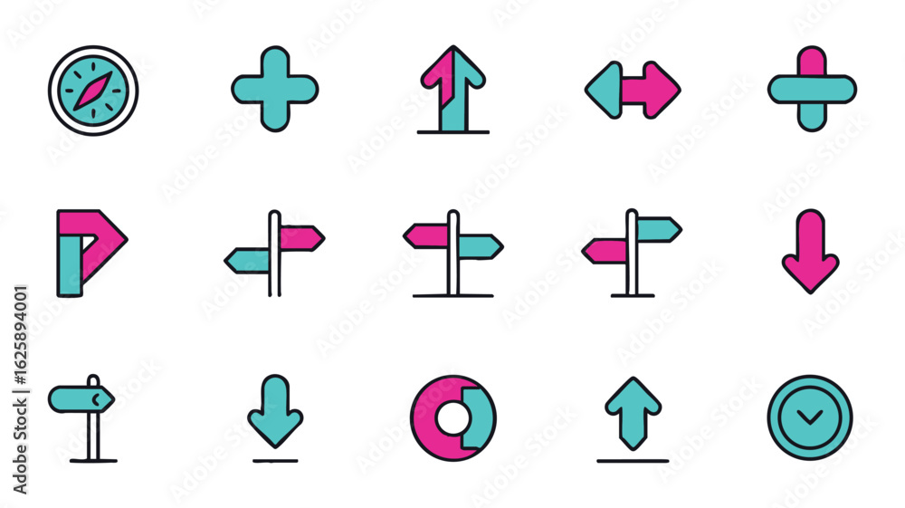 Poster directional icons navigation and ui elements