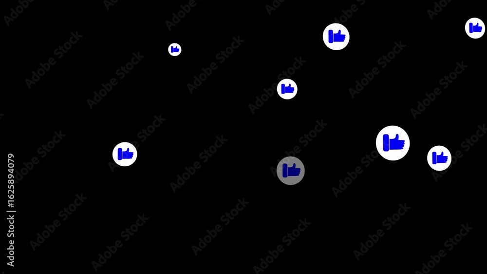 Poster animated thumbs up icons. social media like reaction looping background motion graphics. app promo t